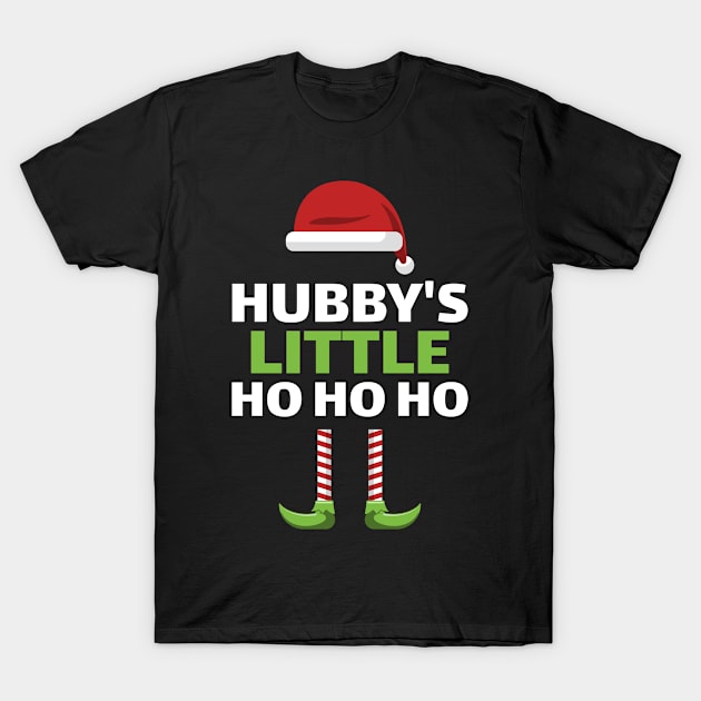 Husband's Little Ho Ho Ho, Striped Leggings, Christmas Hats, Husband and Wife Comedy T-Shirt by London Luxie